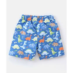 Babyhug Cotton Knit Half Sleeves Dino Printed Night Suit - Blue