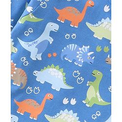 Babyhug Cotton Knit Half Sleeves Dino Printed Night Suit - Blue