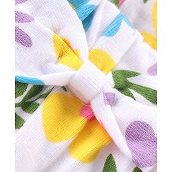 Babyhug Cotton Knit Terry Half Sleeves Night Suit With Floral Print - White