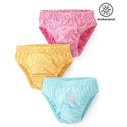 Babyhug 100% Cotton Antibacterial Panties Polka Dot Print Pack of 3 - Pink Yellow & Blue