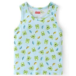 Babyhug 100% Cotton Single Jersey Knit Sleeveless Sando & Shorts Set Frog Print - Green & Yellow