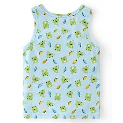 Babyhug 100% Cotton Single Jersey Knit Sleeveless Sando & Shorts Set Frog Print - Green & Yellow