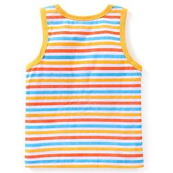 Babyhug 100% Cotton  Sleeveless Sando & Shorts Set Striped & Text Print - Yellow