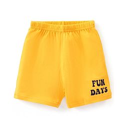 Babyhug 100% Cotton  Sleeveless Sando & Shorts Set Striped & Text Print - Yellow
