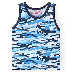 Babyhug 100% Cotton Knit Sleeveless Sando & Shorts Set Camouflage -Navy Blue