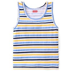 Babyhug 100% Cotton Sleeveless Striped Sando & Solid Shorts Set - Navy Blue