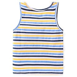 Babyhug 100% Cotton Sleeveless Striped Sando & Solid Shorts Set - Navy Blue
