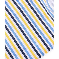 Babyhug 100% Cotton Sleeveless Striped Sando & Solid Shorts Set - Navy Blue