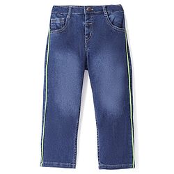 Babyhug Full Length With Stretch Denim Washed Jeans - Blue