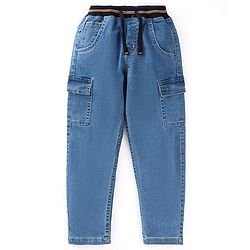 Babyhug With Stretch Full Length  Denim Washed Jeans - Light Blue