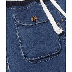 Babyhug Full Length Washed Stretchable Denim Jeans with Drawcord - Blue