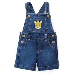 Babyhug Single Jersey Woven Dungaree & Striped Half Sleeves T-Shirt - Multicolour