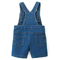 Babyhug Single Jersey Woven Dungaree & Half Sleeves T-Shirt Skate Print - White & Blue