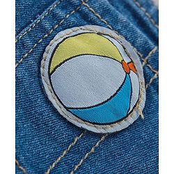 Babyhug Single Jersey Woven Dungaree & Half Sleeves T-Shirt Skate Print - White & Blue