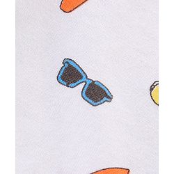Babyhug Single Jersey Woven Dungaree & Half Sleeves T-Shirt Skate Print - White & Blue