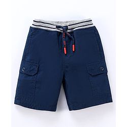 Babyhug Cotton Tussor Above Knee Length Bermuda - Navy Blue