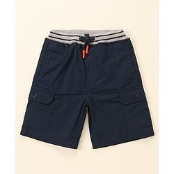 Babyhug Cotton Tussor Above Knee Length Bermuda - Navy Blue