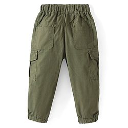 Babyhug Cotton Woven Full Length Text Printed Joggers - Olive