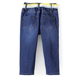 Babyhug Cotton Blend Full Length Stretchable Washed Denim Jeans - Blue