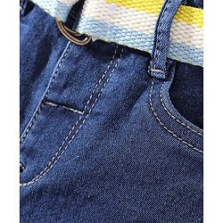 Babyhug Cotton Blend Full Length Stretchable Washed Denim Jeans - Blue
