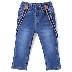 Babyhug Denim Full Length Jeans With Suspenders - Blue