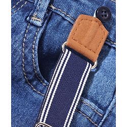 Babyhug Denim Full Length Jeans With Suspenders - Blue