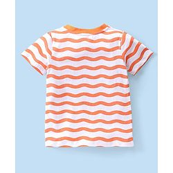 Babyhug Cotton Knit Half Sleeves T-Shirt & Shorts Set with Wavy  Print & Patch - Orange & Blue