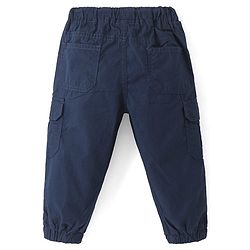 Babyhug Cotton Tussor Woven Full Length Solid Color Pant - Navy Blue