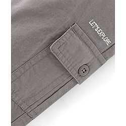 Babyhug Cotton Lycra Woven Full Length Ribbed Waist Trousers - Grey