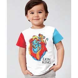 Babyhug Disney 100% Cotton Knit Half Sleeves T-Shirt Lion King Print - White
