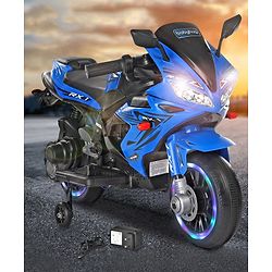 Babyhug R1 EV Battery Operated Ride On Bike With Music LED Lights & Hand Accelerator- Blue