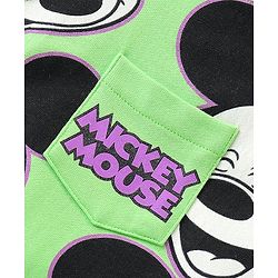 Babyhug Disney Cotton Knit Dungaree With Half Sleeves T- Shirt And Mickey Mouse Print - Green