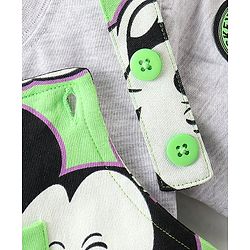 Babyhug Disney Cotton Knit Dungaree With Half Sleeves T- Shirt And Mickey Mouse Print - Green