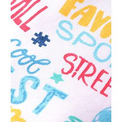 Babyhug Cotton Looper Knit Shorts with Text Print -  White