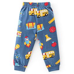 Babyhug Single Jersey Knit Full Sleeves Night Suit Bunny Print - Red & Navy Blue