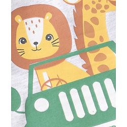 Babyhug Single Jersey Full Sleeves Night Suit Jungle Animals Print - White