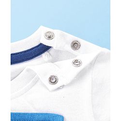 Babyhug Single Jersey Cotton Knit Dungaree with Half Sleeves Inner Tee Airplane Print - White & Blue