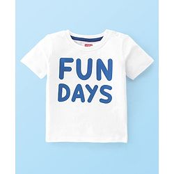 Babyhug Single Jersey Cotton Knit Dungaree with Half Sleeves Inner Tee Airplane Print - White & Blue