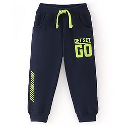 Babyhug Cotton Looper Knit Full Length Lounge  Pant Text Print -  Navy