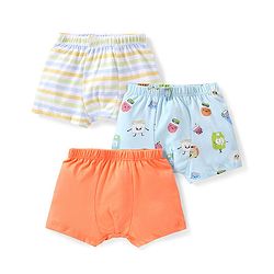Babyhug 100% Cotton Printed Trunks Pack of 3 - Blue & Orange