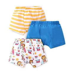 Babyhug 100% Cotton Knit Striped & Lion Printed Trunks Pack of 3 - Multicolour