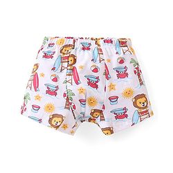 Babyhug 100% Cotton Knit Striped & Lion Printed Trunks Pack of 3 - Multicolour