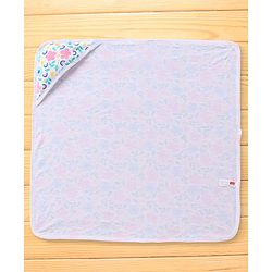 Babyhug Terry Knit Hooded Bath Towel With Floral Print L 76.2 x B 76.2 cm - Multicolor