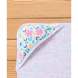 Babyhug Terry Knit Hooded Bath Towel With Floral Print L 76.2 x B 76.2 cm - Multicolor