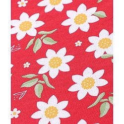 Babyhug Knit Terry Hooded Bath Towel with Floral Print L 76 X B 76 cm - Red