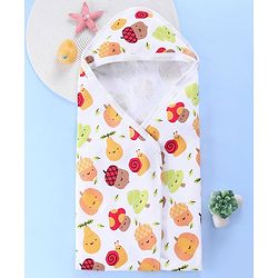 Babyhug Terry Knit Hooded Bath Towel with Fruit Print L 76.2 x B 76.2 cm - Multicolor