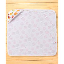 Babyhug Terry Knit Hooded Bath Towel with Fruit Print L 76.2 x B 76.2 cm - Multicolor