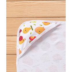 Babyhug Terry Knit Hooded Bath Towel with Fruit Print L 76.2 x B 76.2 cm - Multicolor