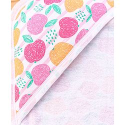 Babyhug Terry Knit Hooded Towel With Fruits Print L 75 x B 75 cm - Orange