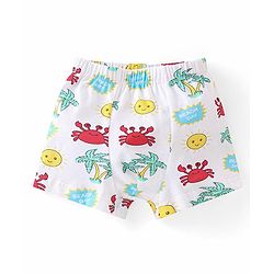 Babyhug 100% Cotton Above Knee Length Trunk With Striped & Crab Print Pack Of 3 - Red White & Blue
